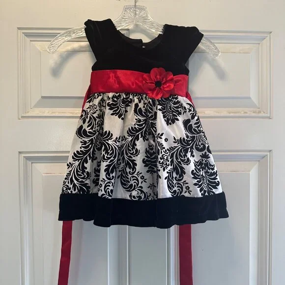 Jona Michelle Girls Party Dress Print Black/White/Red  Size 2T - Picture 8 of 8